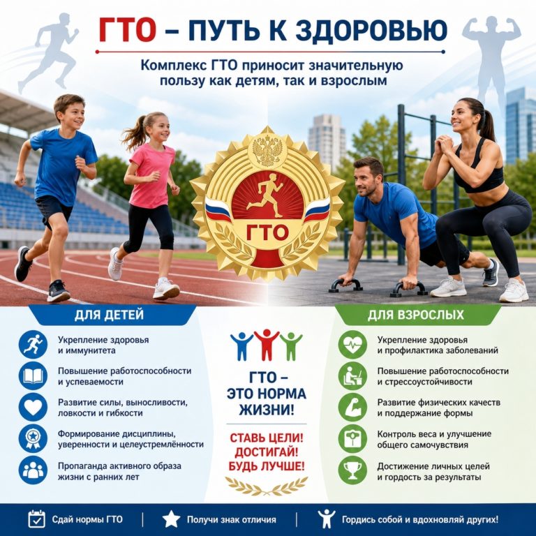Польза комплекса ГТО для детей и взрослых🥇